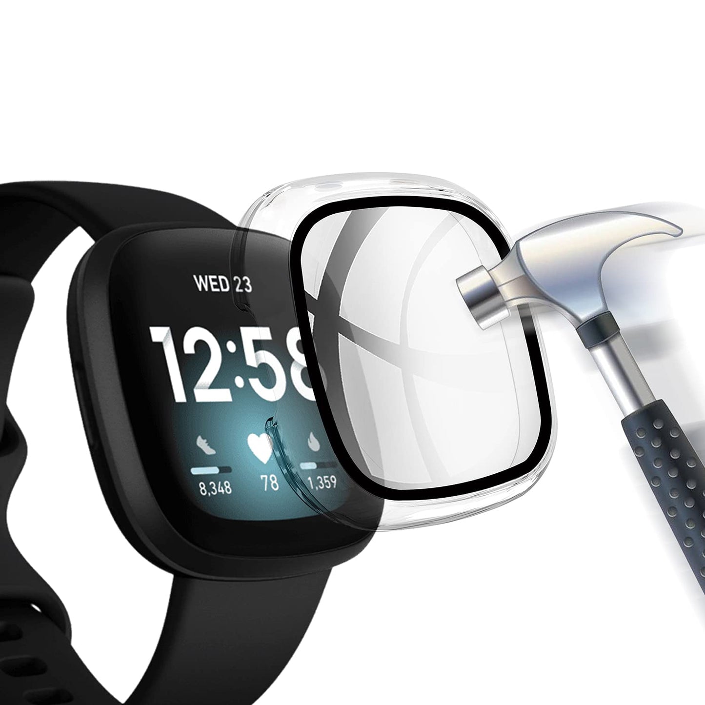 Zaštitna maskica za Fitbit Versa 3 + staklo 9H – 360° (prozirna)