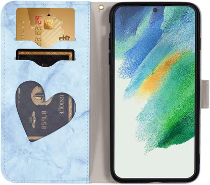 Preklopna torbica za Samsung Galaxy S20 modra| Motiv srca in cvetlični vzorec