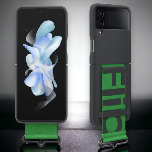 Originalen Samsung ovitek s paščkom "Silicone Cover with Strap" za Samsung Galaxy Z Flip 4 - črna – Črna / Silikon