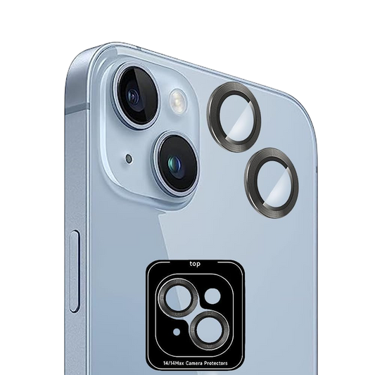 Črna zaščita za kamero za iPhone 14 in iPhone 14 Plus v paketu 2x iz kaljenega stekla