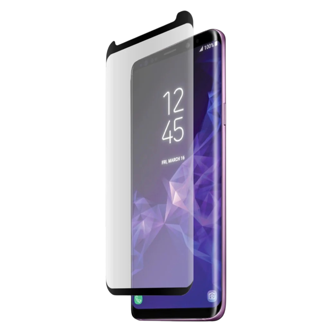 Zaščitno steklo s črno obrobo za Samsung Galaxy S9 kaljeno steklo visoka odpornost in popolno prileganje

