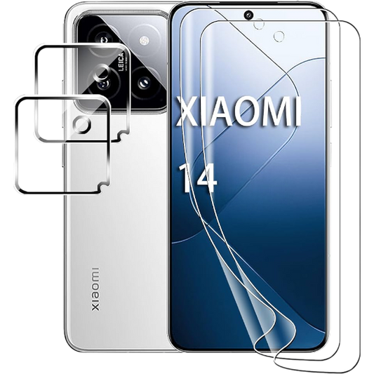 Zaščitno steklo in zaščita kamere za Xiaomi 14 – paket 2+2, komplet kaljenega stekla in zaščit objektiva.