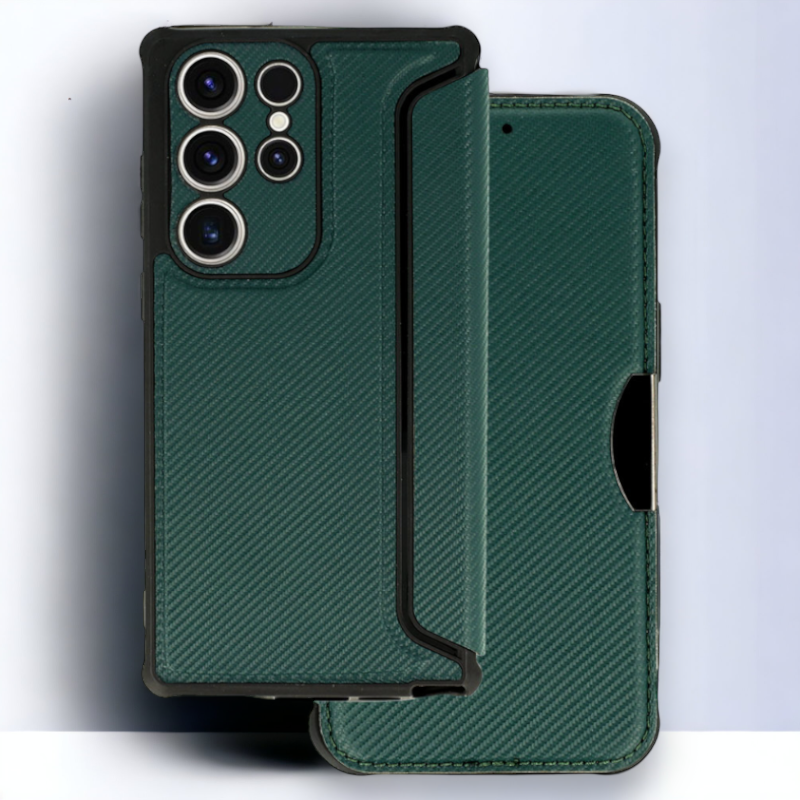 Preklopna torbica "razor" za Samsung Galaxy S23 Ultra – Infostyle – Temno modra / Ekološko usnje + TPU silikon