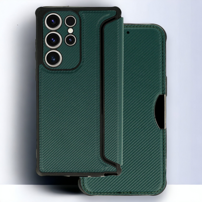Preklopna torbica "razor" za Samsung Galaxy S23 Ultra – Infostyle – Temno modra / Ekološko usnje + TPU silikon