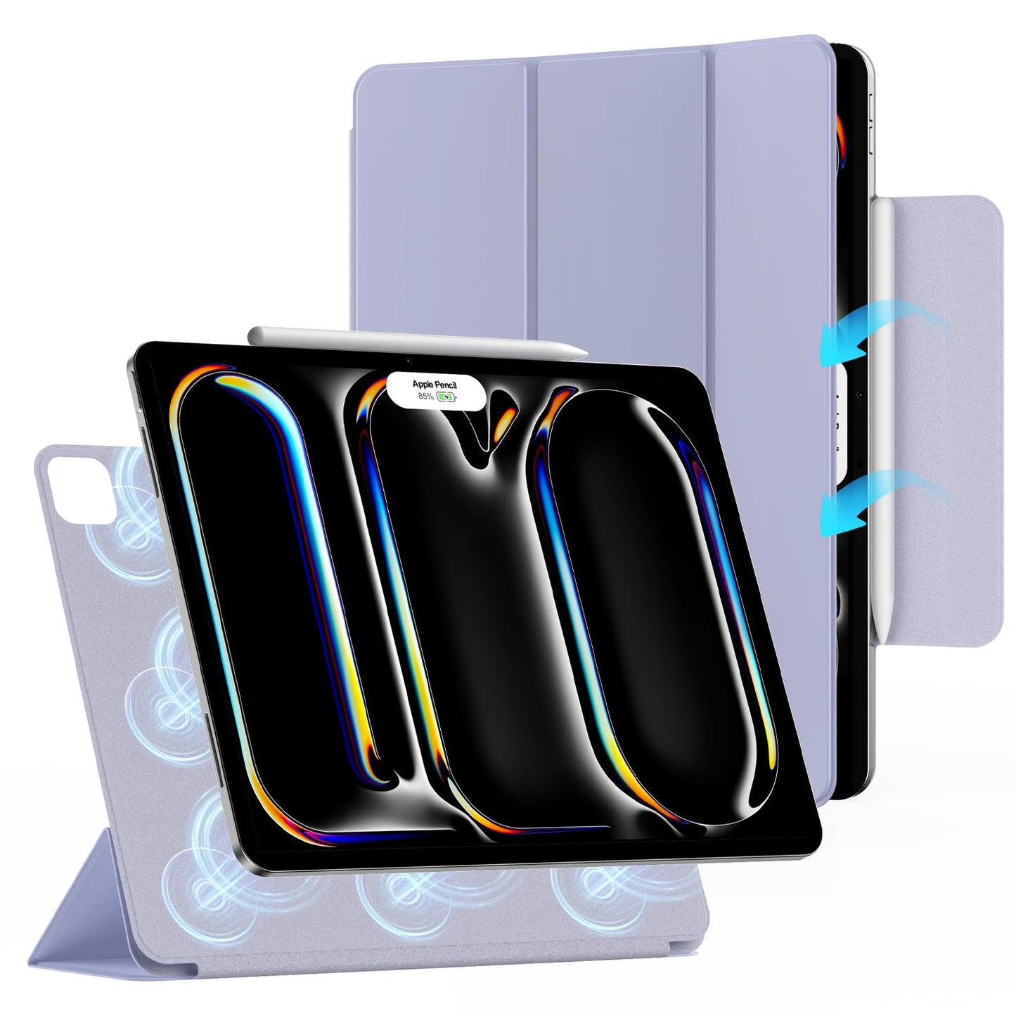 ZtotopCases ovitek za iPad Pro 13 (2024) – magnetni, ultra tanek, stojalo, auto sleep/wake, vijoličen