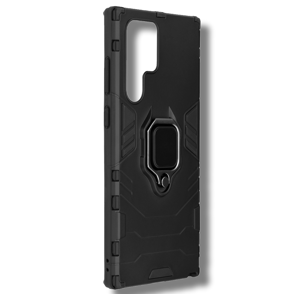 Silikonski ovitek "ring" za Samsung Galaxy S23 Ultra - Črna – Infostyle – Črna / PC + TPU silikon