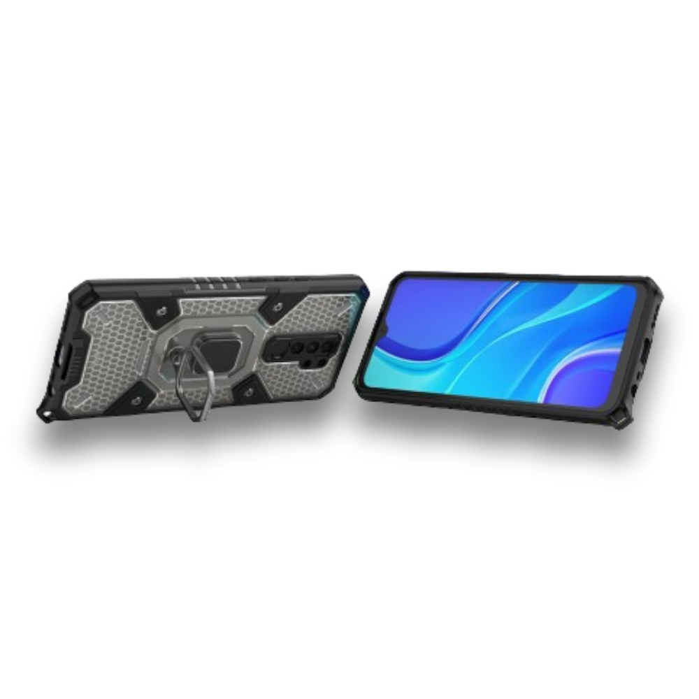 Silikonski ovitek "Honeycomb armor ring" za Xiaomi Redmi 9 - Črna – Infostyle