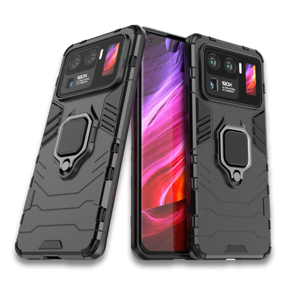Silikonski ovitek "ring" za Xiaomi Mi 11 Ultra - Črna – Infostyle – Črna / PC + TPU silikon