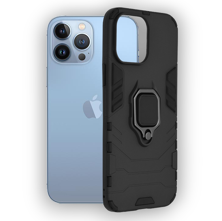 Silikonski ovitek "ring" za iPhone 13 Pro Max - Črna – Techsuit – Črna / PC + TPU silikon
