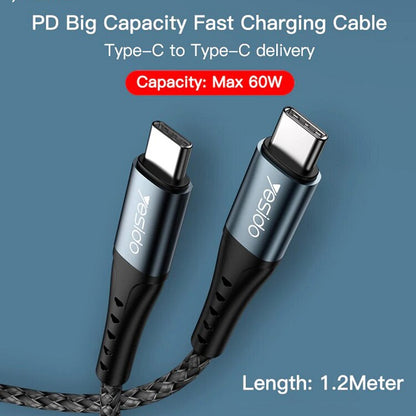 Polnilni in podatkovni kabel iz USB C v USB C - Črna – Yesido