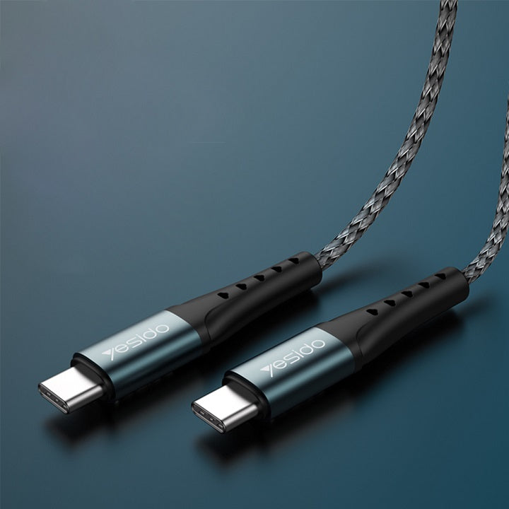 Polnilni in podatkovni kabel iz USB C v USB C - Črna – Yesido – Črna