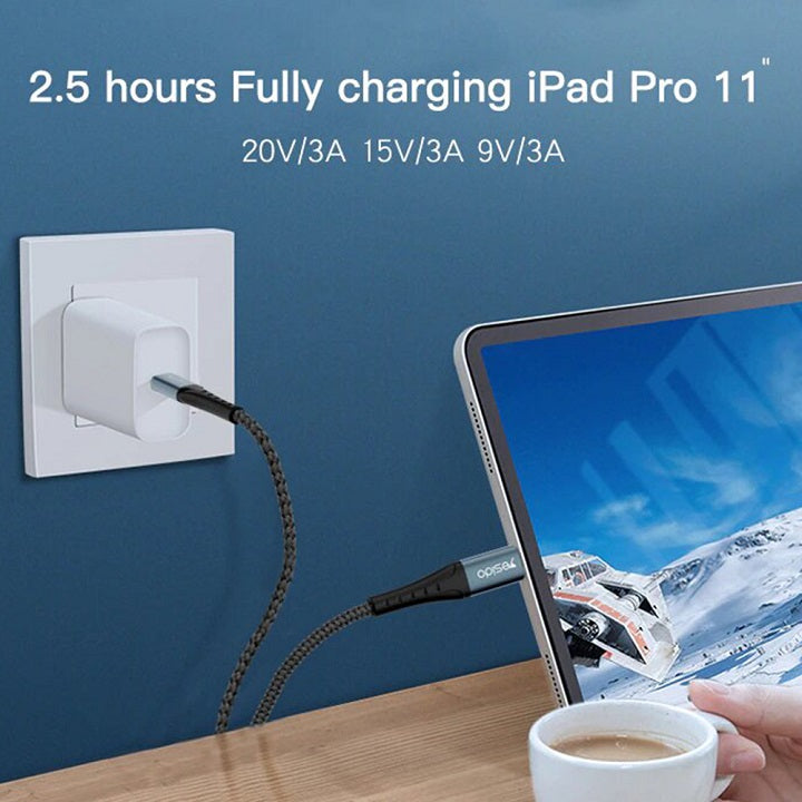 Polnilni in podatkovni kabel iz USB C v USB C - Črna – Yesido