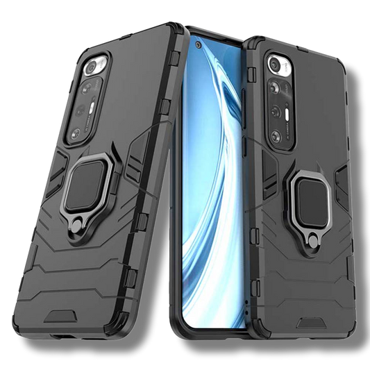 Silikonski ovitek "ring" za Xiaomi Mi 10S - Črna – Infostyle – Črna / PC + TPU silikon