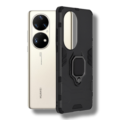 Silikonski ovitek "ring" za Huawei P50 - Črna – Infostyle – Črna / PC + TPU silikon