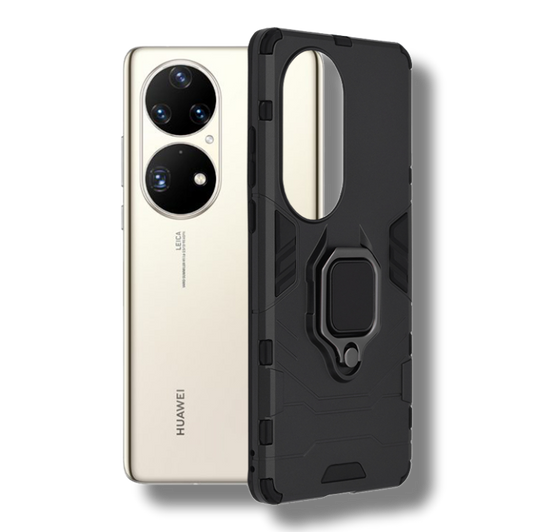 Silikonski ovitek "ring" za Huawei P50 - Črna – Infostyle – Črna / PC + TPU silikon
