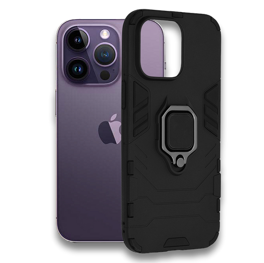 Silikonski ovitek "ring" za iPhone 14 Pro - Črna – Infostyle – Črna / PC + TPU silikon
