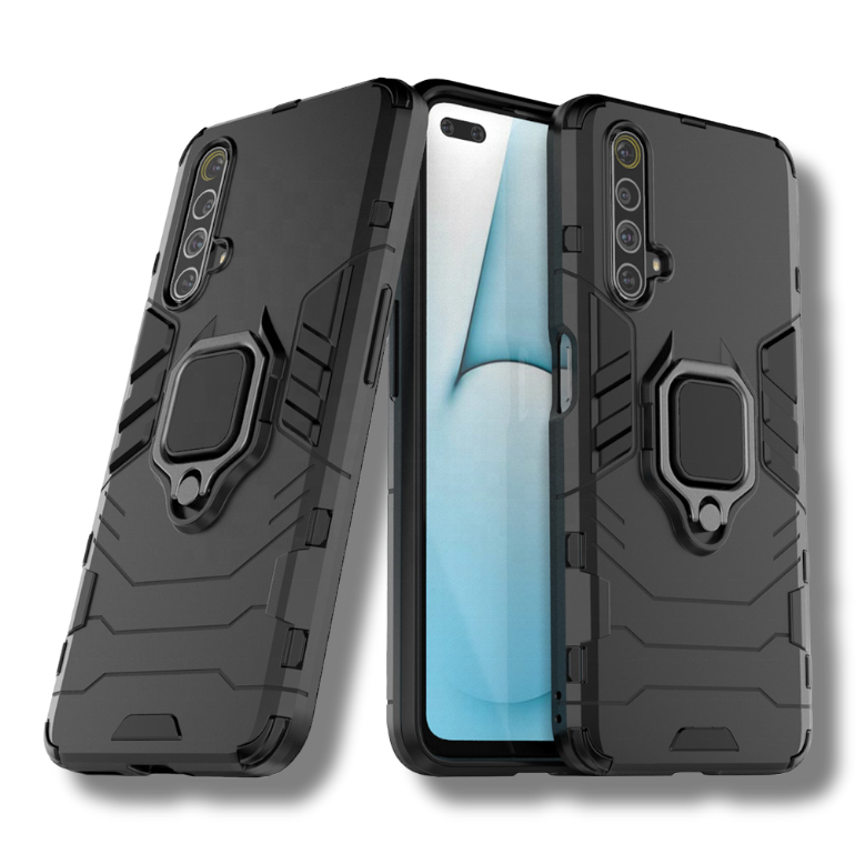 Silikonski ovitek "ring" za Xiaomi Realme X50 5G - Črna – Infostyle – Črna / PC + TPU silikon