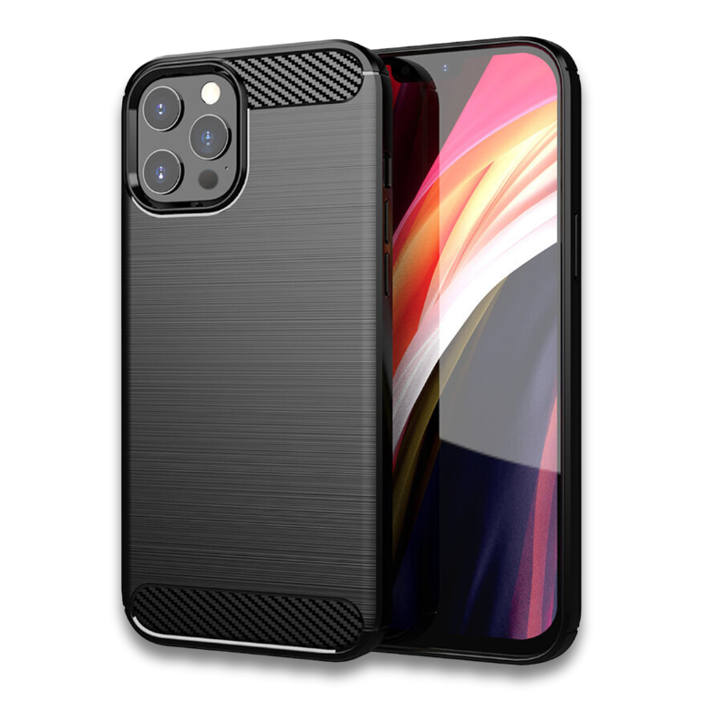 Silikonski ovitek "carbon" za iPhone 14 Pro - Črna – Techsuit