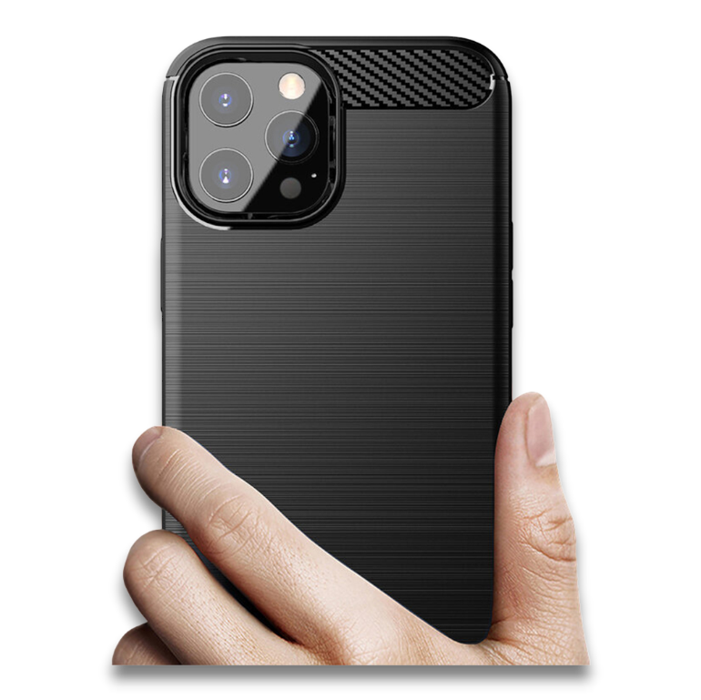 Silikonski ovitek "carbon" za iPhone 14 Pro - Črna – Techsuit – Črna / TPU silikon