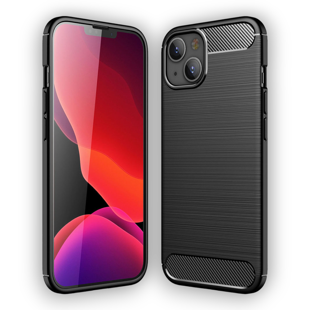 Silikonski ovitek "carbon" za iPhone 13/14/15 - Črna – Techsuit – Črna / TPU silikon
