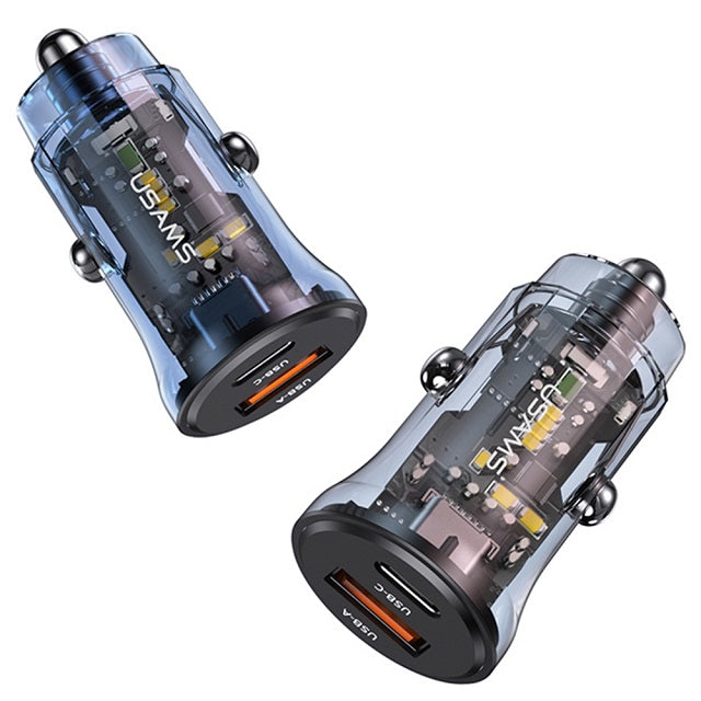 Avto polnilec A+C - Type-C PD30W, USB 18W – Usams
