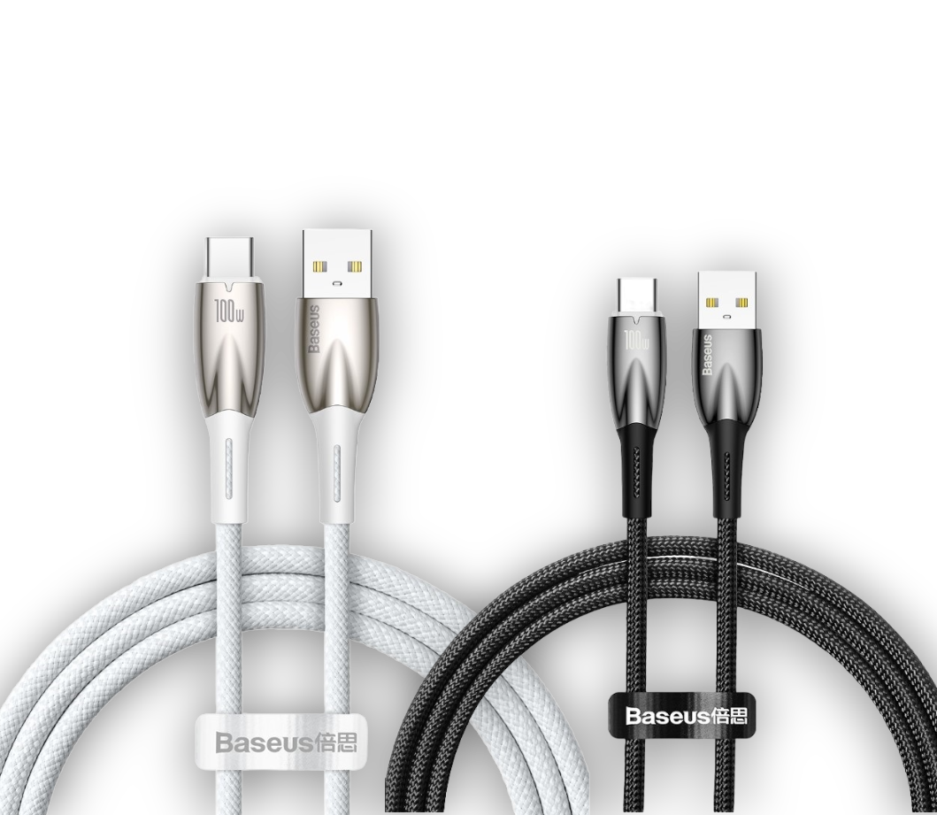 Polnilni in podatkovni kabel v dveh barvah in velikostih - Glimmer – Baseus – Bela / 100 cm