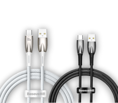 Polnilni in podatkovni kabel v dveh barvah in velikostih - Glimmer – Baseus – Bela / 100 cm