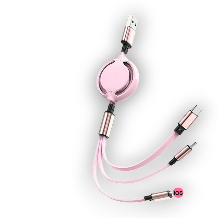 Izvlečni polnilni kabel 3v1 – Infostyle – Rdeča