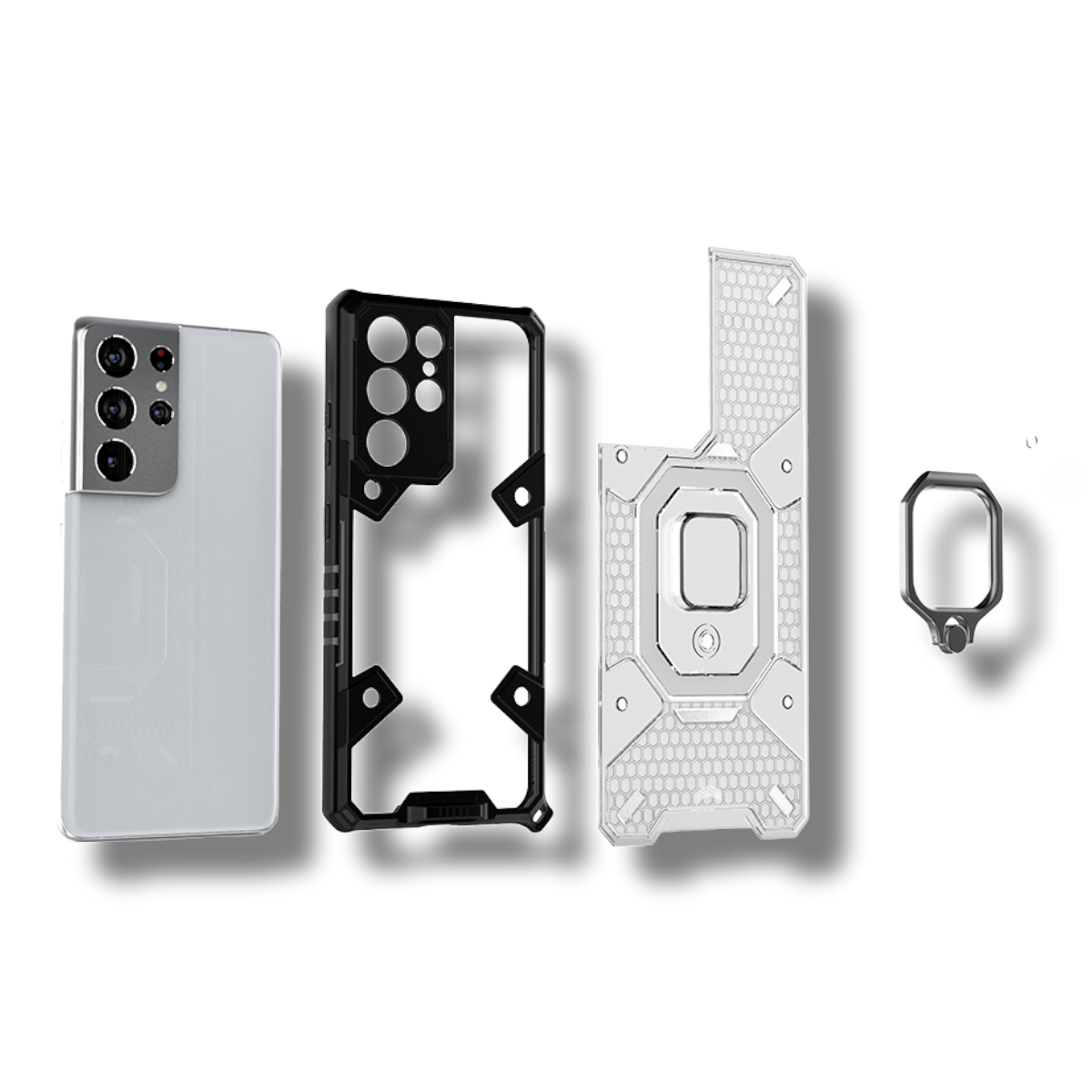 Silikonski ovitek "Honeycomb armor ring" za Samsung Galaxy S21 Ultra – Infostyle