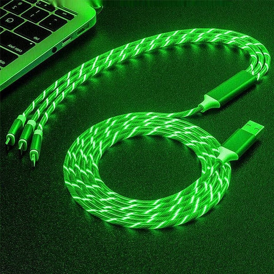 Polnilni in podatkovni kabel 3 v 1 LED HQ – Infostyle – Modra