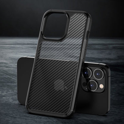 Ovitek "Carbon Fuse" za iPhone 14 Pro Max – Infostyle – Črna / PC + TPU silikon