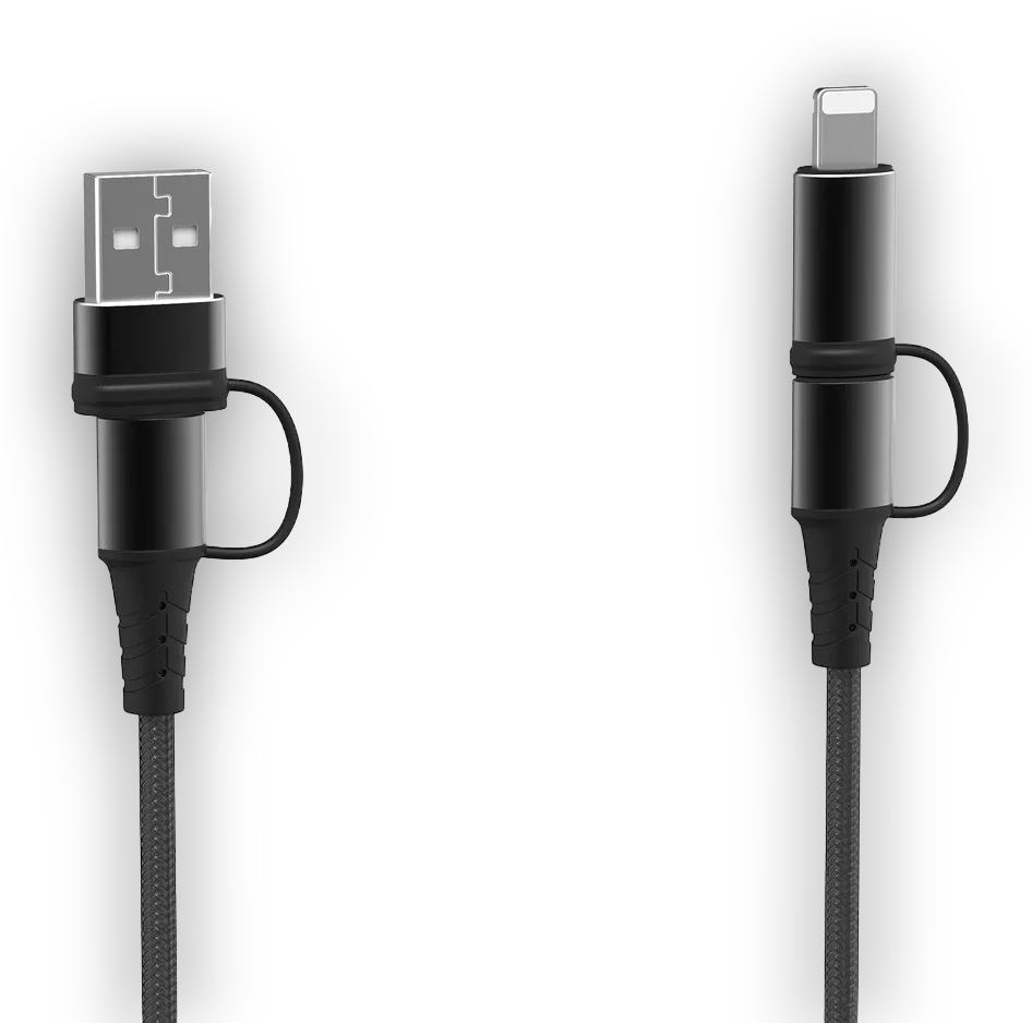 Polnilni in podatkovni kabel 4v1 - Črna – Infostyle
