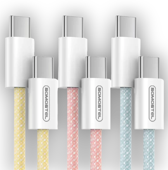 Polnilni in podatkovni kabel USB C- USB C v 3 barvah – Somostel – Roza