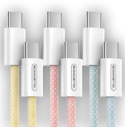 Polnilni in podatkovni kabel USB C- USB C v 3 barvah – Somostel – Roza