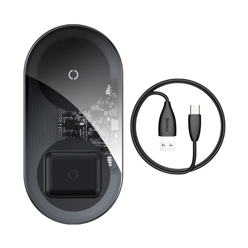 Brezžični polnilec 2 v 1 - Črna – Baseus – Črna