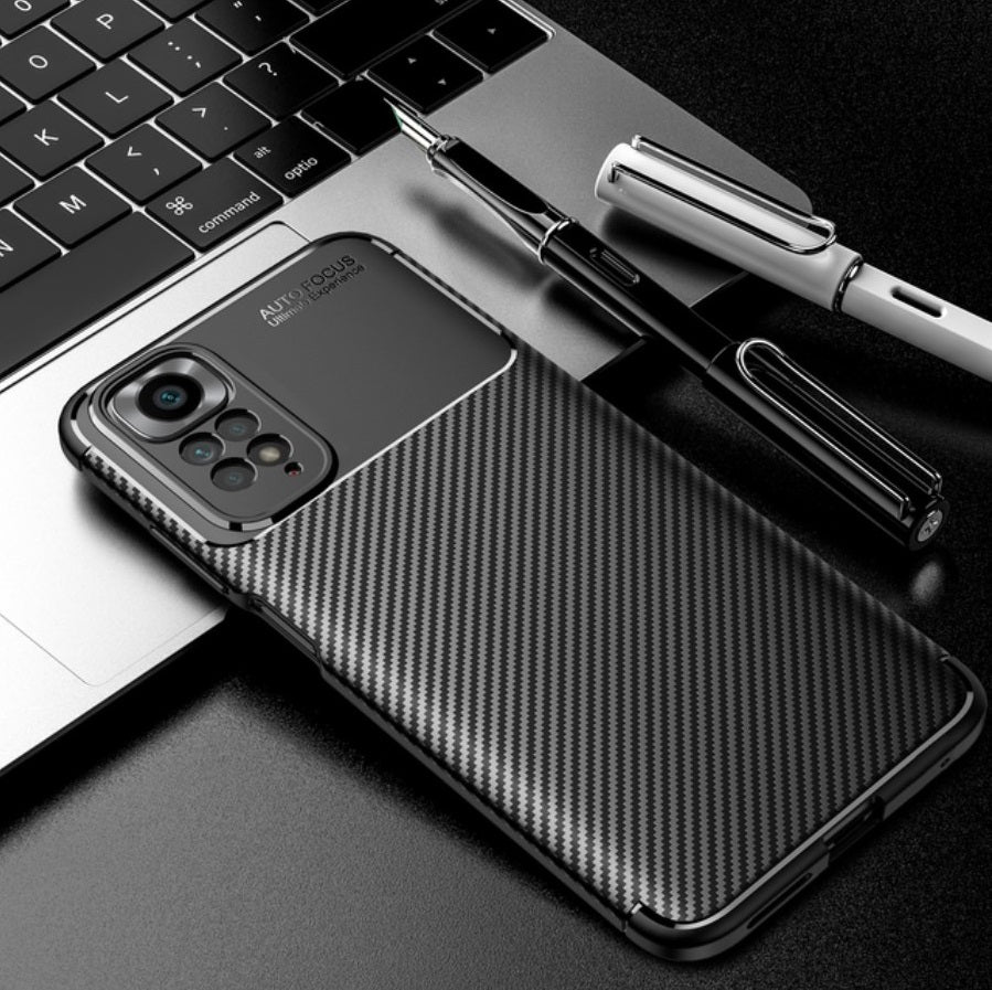 Ovitek "Vennus Carbon Elite" za Xiaomi Redmi Note 11 - črna – Črna / TPU silikon