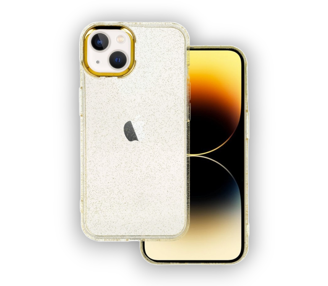 Silikonski ovitek "Gold Glitter" za iPhone 14 - zlata – Tel Protect – Zlata / TPU silikon