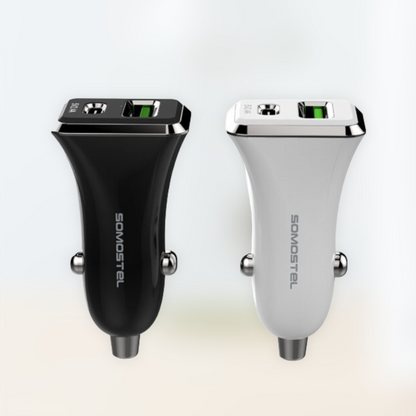 Avto polnilni adapter za hitro polnjenje USB in C 28W - Bela – Somostel – Bela