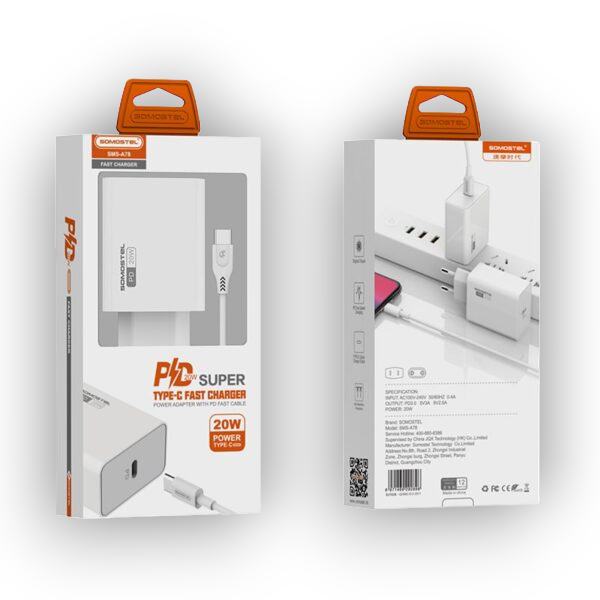 Komplet hišni polnilec s kablom za hitro polnjenje (USB C) – Somostel