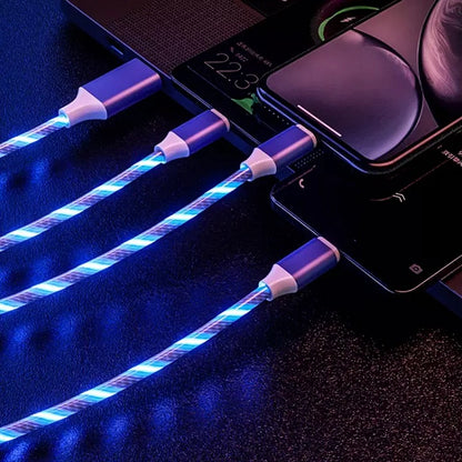 Polnilni in podatkovni kabel 3 v 1 LED – Infostyle – Modra