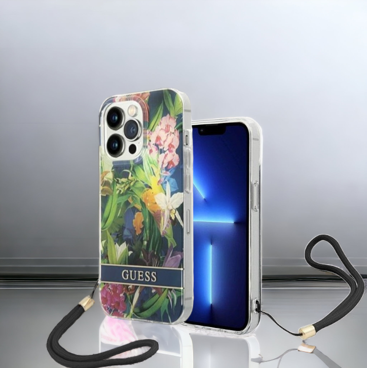 Ovitek Guess "Flower" za iPhone 14 Pro Max (GUHCP14XHFLSB) – Zelena / PC + TPU silikon