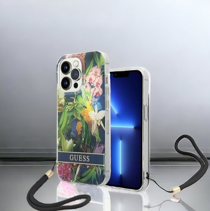 Ovitek Guess "Flower" za iPhone 14 Pro Max (GUHCP14XHFLSB) – Zelena / PC + TPU silikon