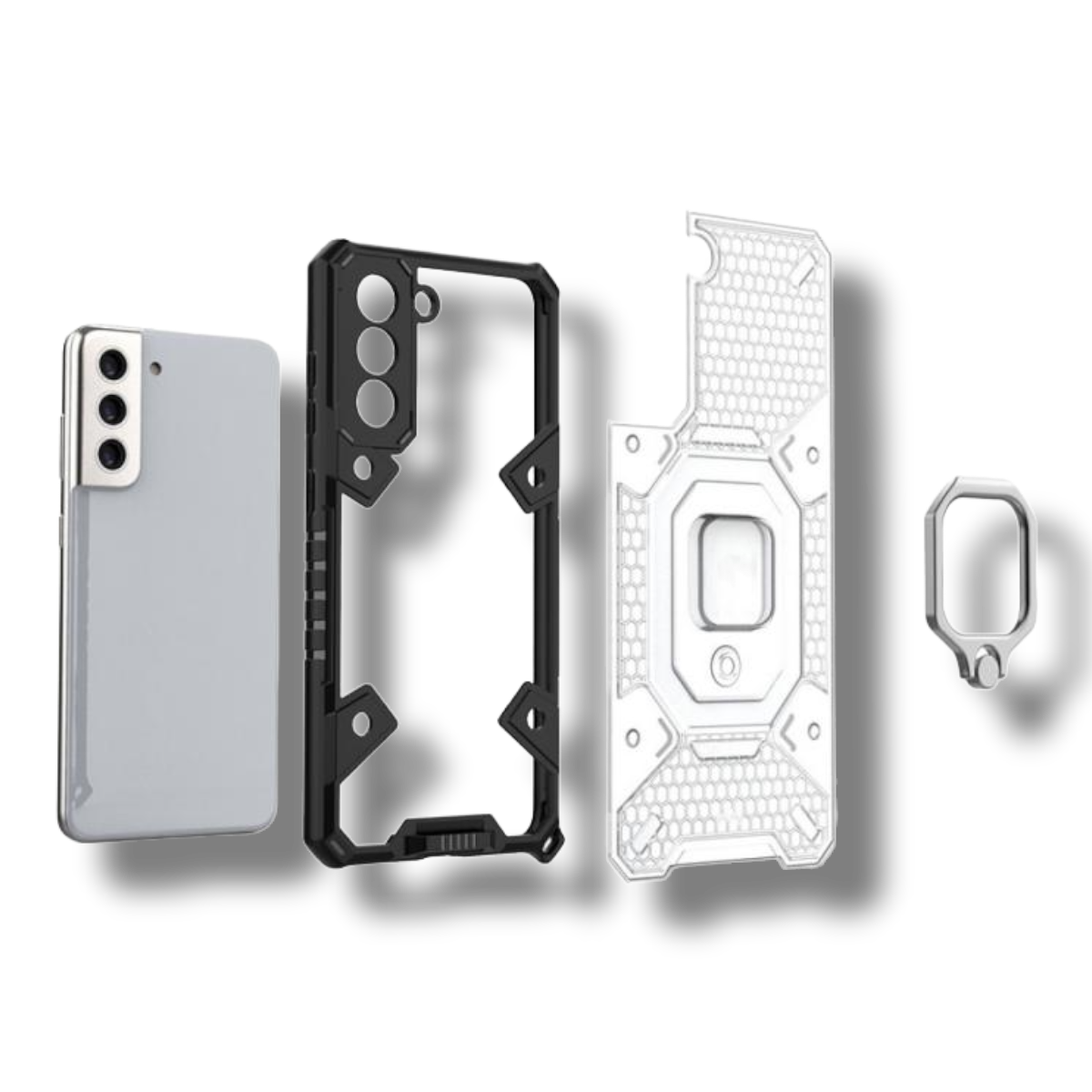 Silikonski ovitek "Honeycomb armor ring" za Samsung Galaxy S21 FE - Vijolična – Infostyle