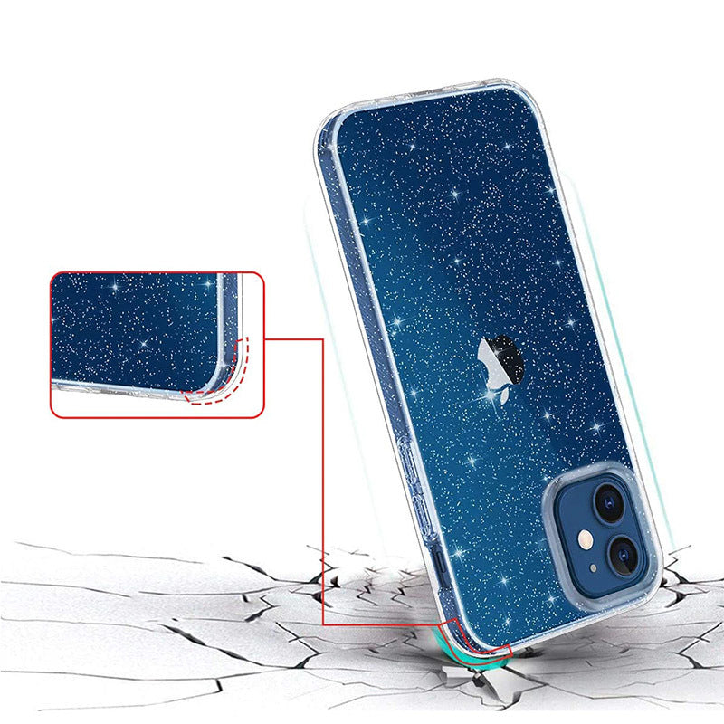 Silikonski ovitek "Crystal Glitter" za iPhone 14 Pro - Srebrna